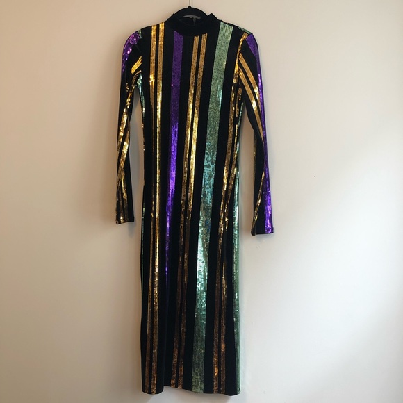 Zara Velvet Sequin Midi Dress - Picture 1 of 8